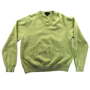 Brooks Brothers Mens Sweater Medium Pullover V-Neck Classic Casual Green Knit